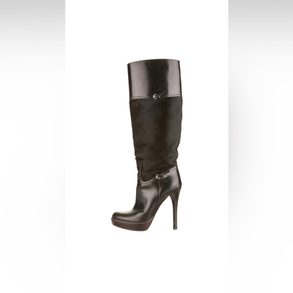Gucci black leather and pony hair tall boot. Great condition. Size 8.5